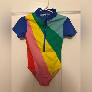 Mini Boden rash guard swimsuit rainbow